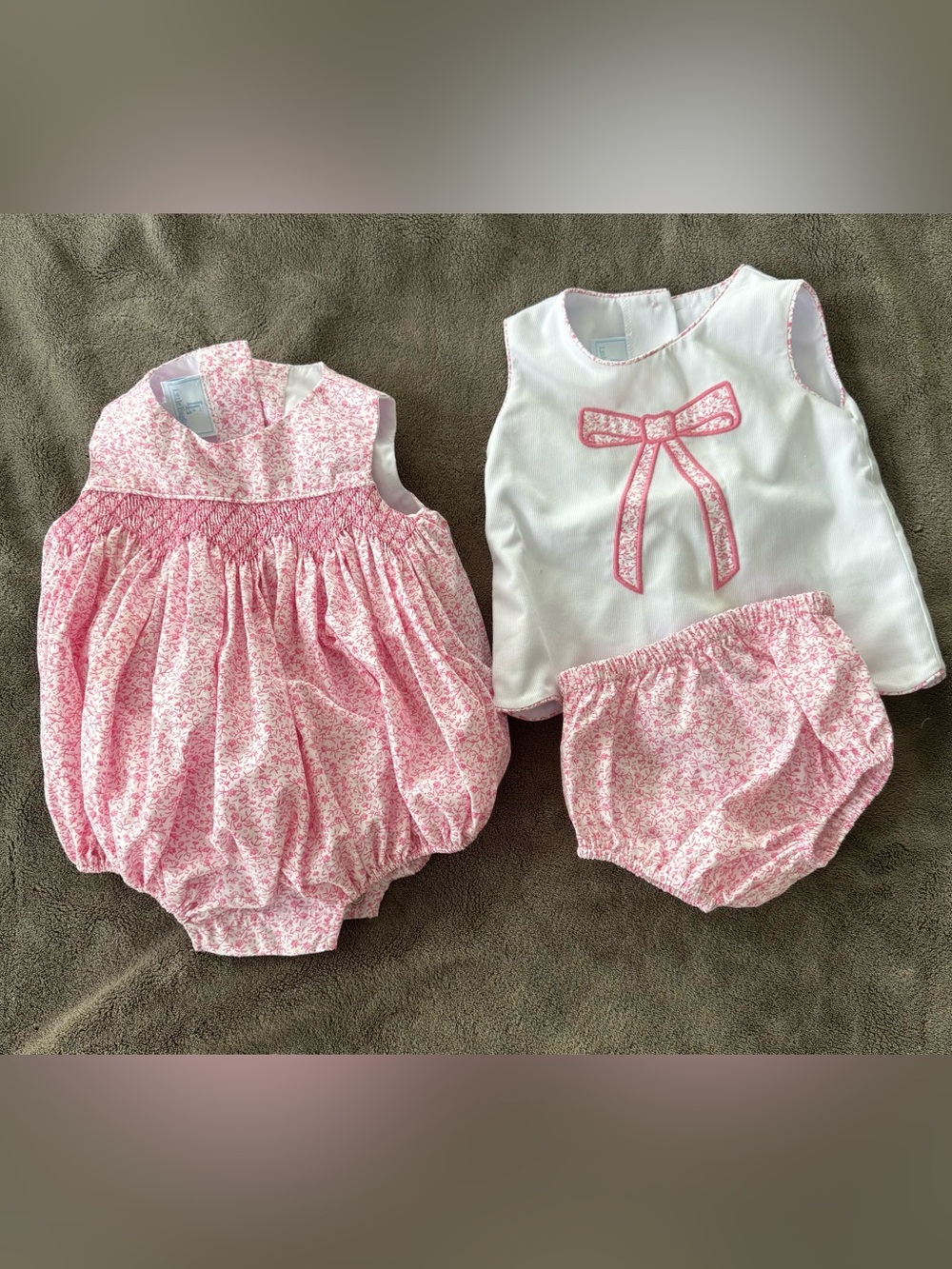 Little English smocked pink bubble set